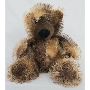 Aurora World Vintage Bear Plush Briar Shaggy Brown Sitting‎ 8" Stuffed Animal